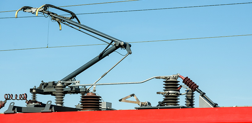 Electric train trolley pole railway electrification system and supply overhead to supply energy for electric vehicle.