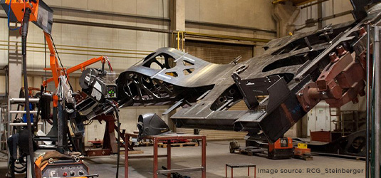 Topology optimized lightweight design weld construction of a large appliance.