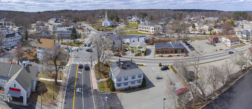 Arial view of Chelmsford, Massachusetts