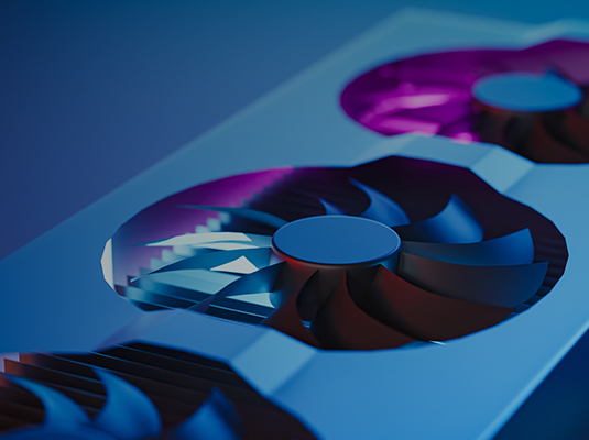 Close-up of computer fans for cooling HPC technology.