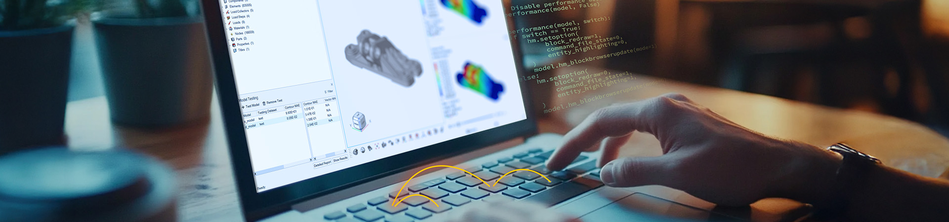 A built-in HyperMesh tool converts user inputs into Python code to help automate workflows for FEA and report generation.