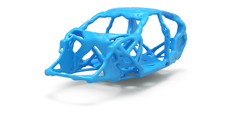A topology optimization of a car frame that can facilitate AI modeling and an engineer's understanding of the design space.