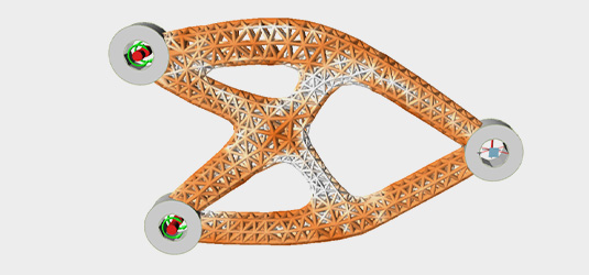 3D results of a solid structure's lattice optimization within Altair Inspire.