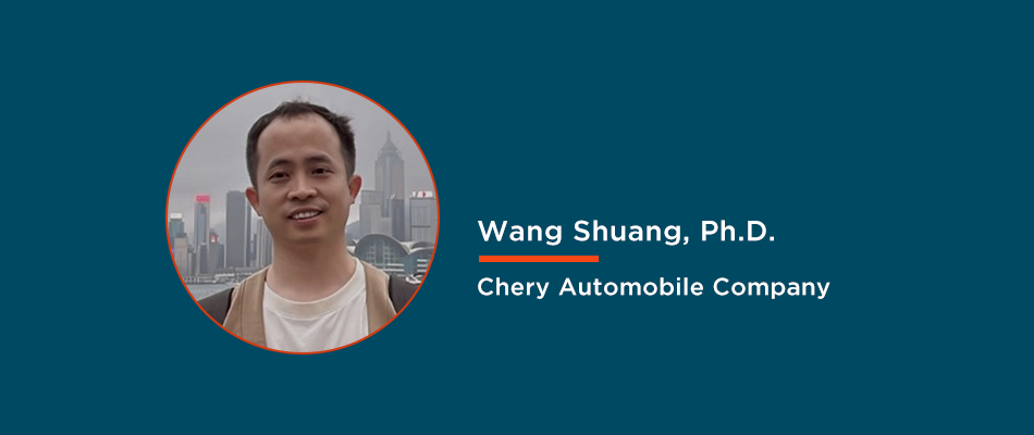 Photo of Dr. Wang Shuang from Chery Automotive Co., the presenter of a romAI electric vehicle thermal application.