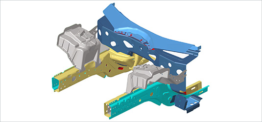 Lightweight representation in HyperMesh of an automotive large cad assembly.