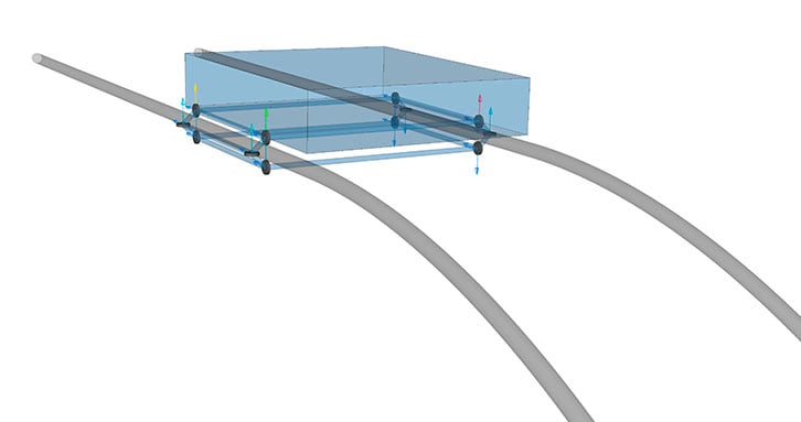 A box on two parallel tracks