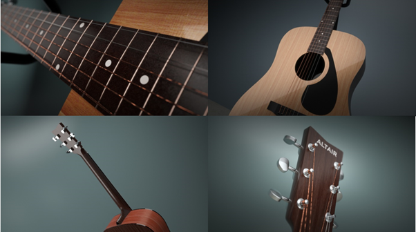 The final rendering of the acoustic guitar