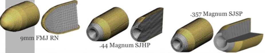 3 different bullet types were used in the study.