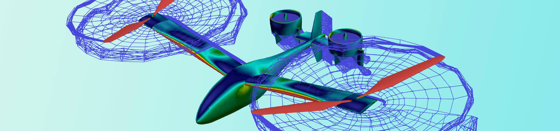 Helicopter with rotating propeller design using CFD aerodynamic simulation software.