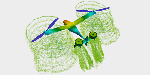 Rotating propeller design using CFD aerodynamic simulation software.