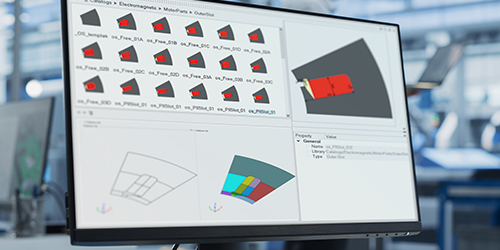 An electromagnetic motor parts simulation viewed in Altair software.