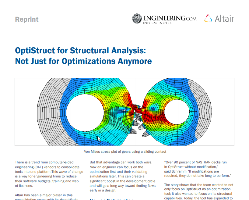 OptiStruct for Structural Analysis: Not Just for Optimizations Anymore
