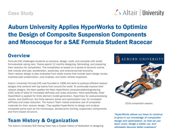Auburn University applies HyperWorks to Optimize the Design of Composite Suspension Components and Monocoque for a SAE Formula Student Racecar