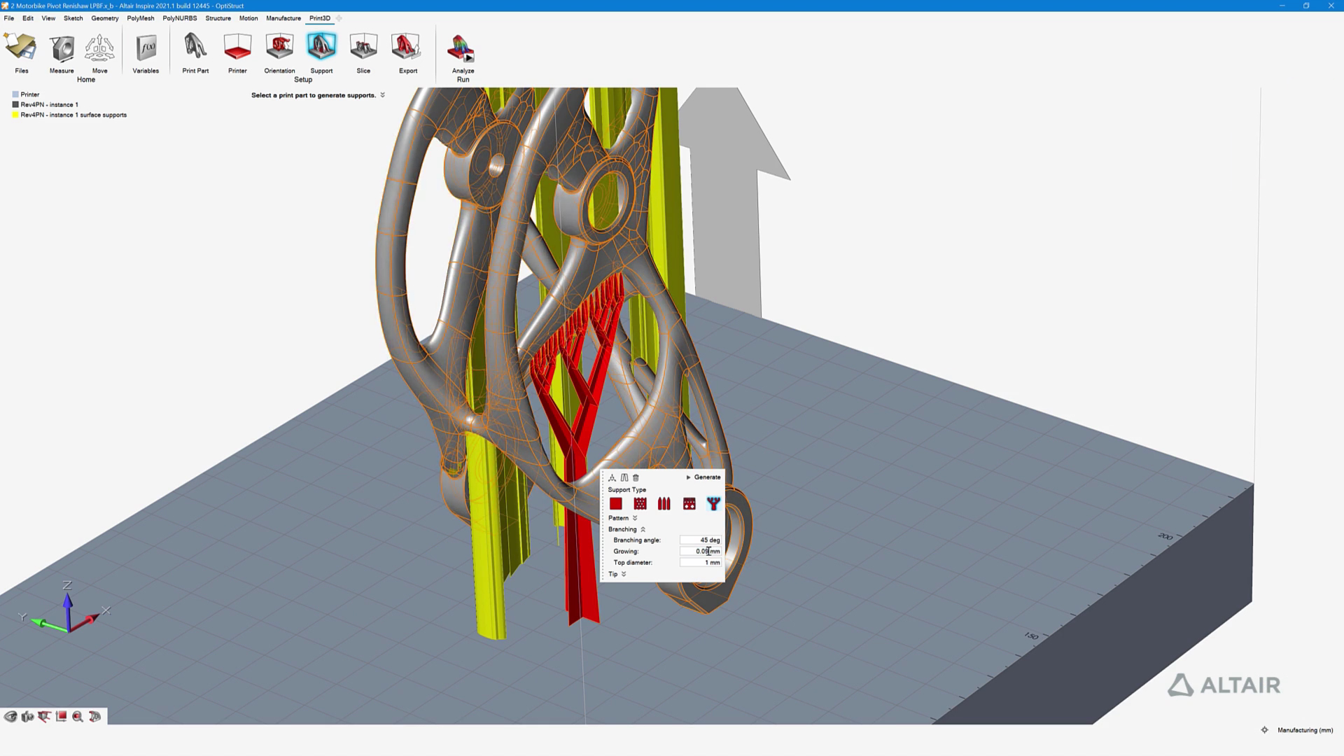 Support Optimization in Inspire Print3D