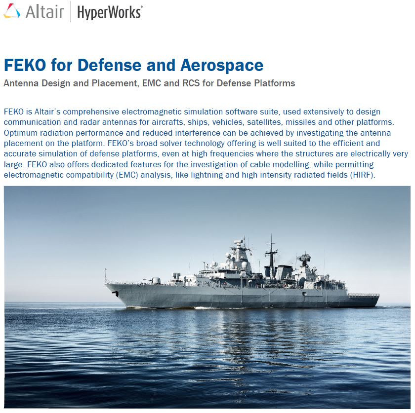 FEKO for Defense and Aerospace: Antenna Design and Placement, EMC and RCS for Defense Platform