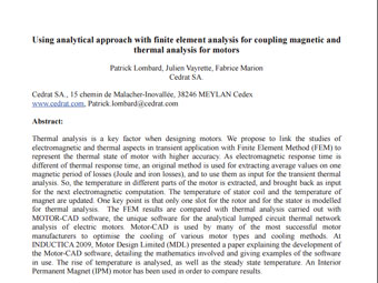 Using Analytical Approach with Finite Element Analysis for Coupling Magnetic and Thermal Analysis for Motors