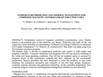 Temperature Prediction And Thermal Management For Composite Magnetic Controllers Of Induction Coils