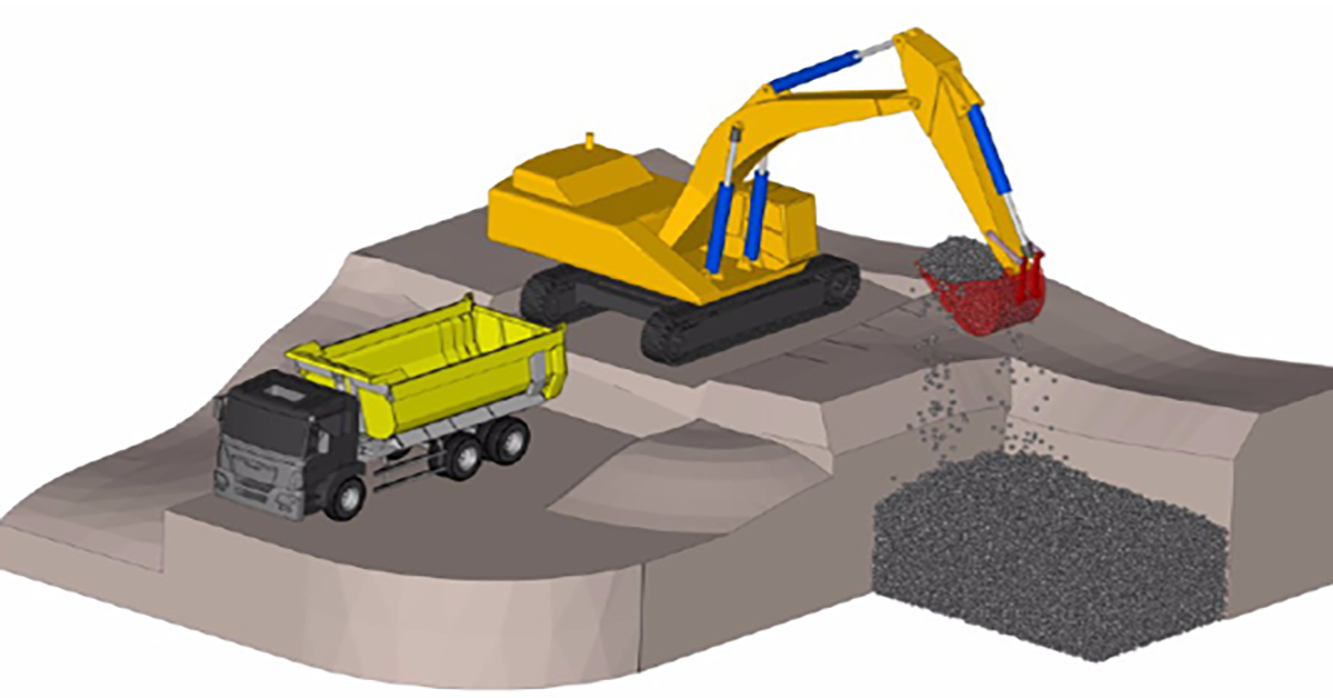 Bulk Material and Multi-body Dynamics Simulation for Heavy Equipment