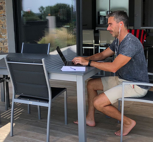 France working outdoors
